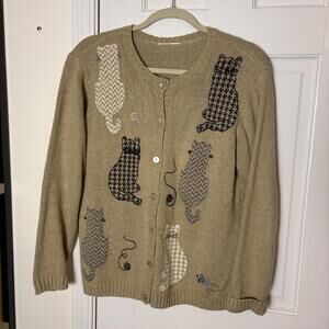 Vintage Talbots Cat Embroidery Cardigan